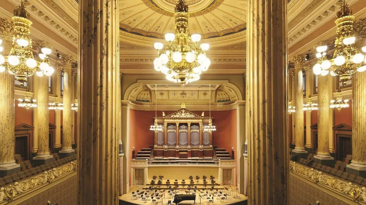 The neo-Renaissance Rudolfinum concert hall building in Prague
