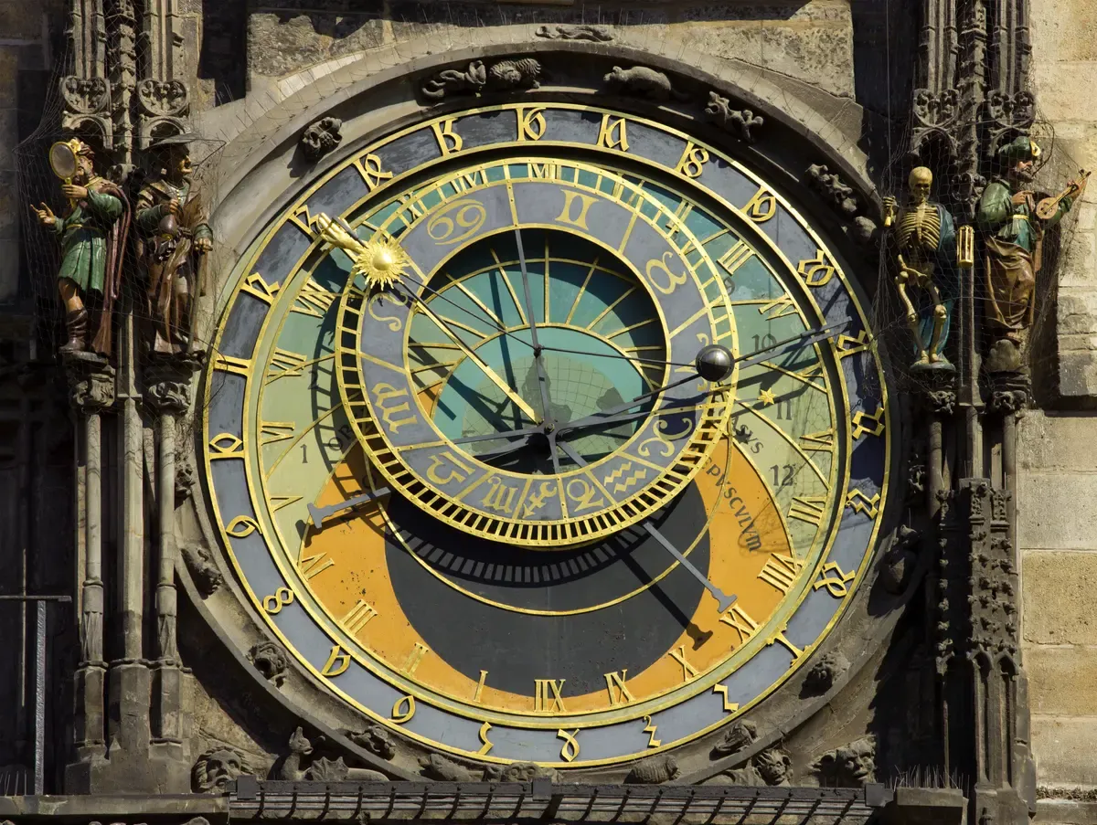 The astronomical dial of the Old Town Hall clock in Prague